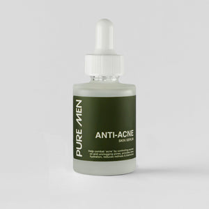 Bottle of Pure Men Anti-Acne serum on a white background