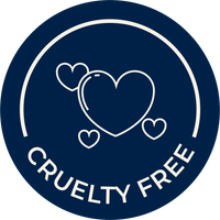 Cruelty Free logo with a heart design on a blue background